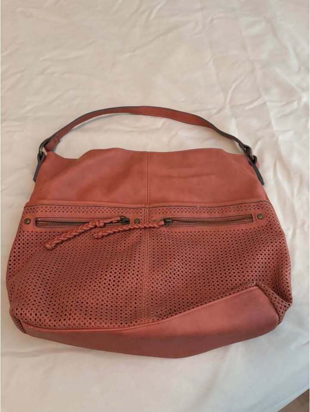 Sonoma Goods for Life Perforated Hobo Bag in Terracotta